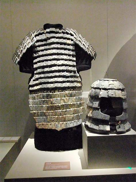 Stone armor, Warring States period (457-221 B.C.), excavated in 1998 in the Terracotta Army buried near the Mausoleum of the First Emperor of Qin, in Lintong District of Xi'an, Shaanxi. (CC0)