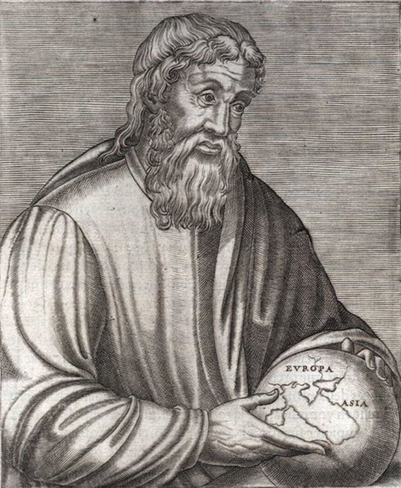 Estrabão conforme representado em uma gravura do século XVI.