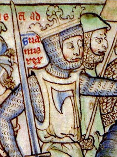 Sweyn Forkbeard, King of Denmark, invading England in 1013 from a 13th-century miniature. (Public domain)