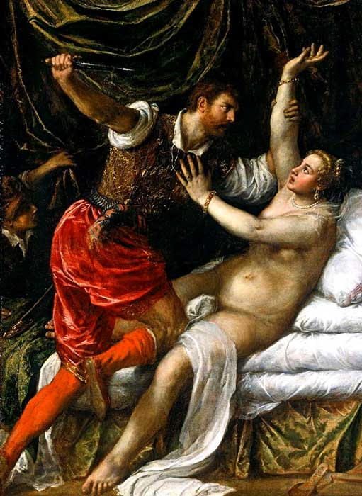 Tarquín y Lucrecia, por Tiziano. 