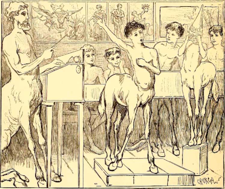 Chiron the Teacher, 1873 drawing (Public Domain)