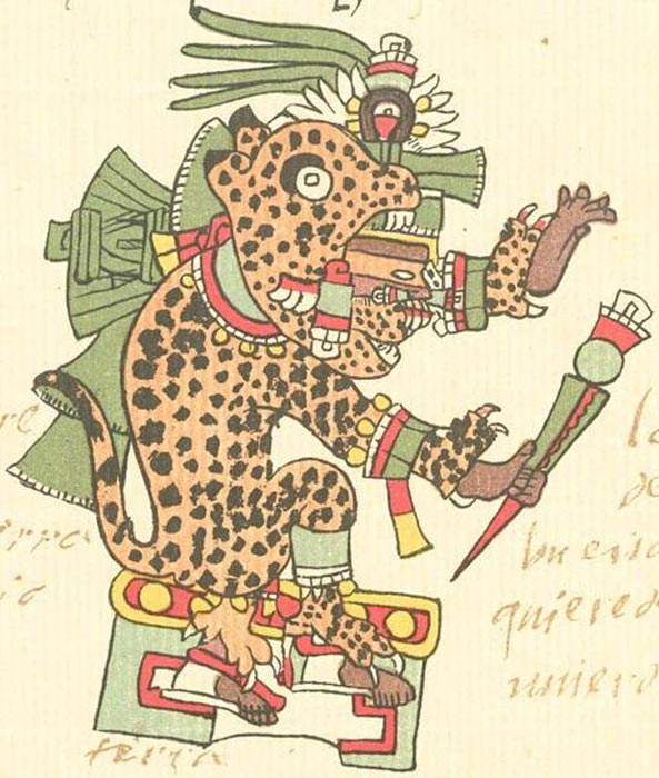 El dios Tepeyollotl, del Códice Azteca Telleriano-Remensis (siglo XVI). (Dominio publico)