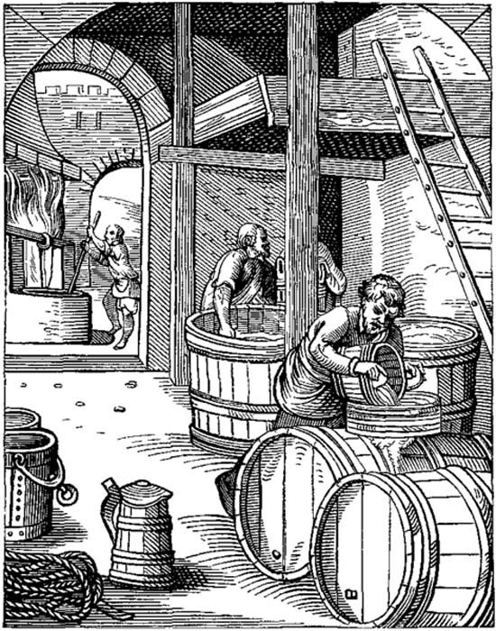 The Brewer, designed and engraved in the Sixteenth Century, by Jost Amman. (Public Domain)