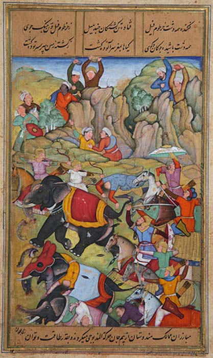 The Defeat by Timur of the Sultan of Delhi, Nasir Al-Din Mahmum Tughlaq, in the winter of 1397-1398. (Stuntelaar / Public Domain)