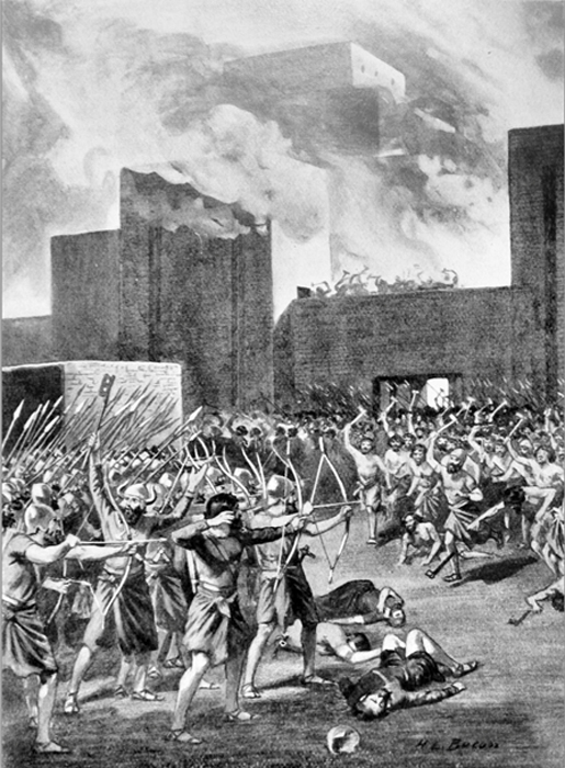 The Gutians attacking as Akkadians defend the Akkadian Empire. (पाटलिपुत्र / Public Domain)