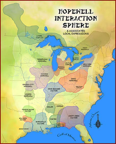 The Hopewell Interaction Sphere and various local expressions of the Hopewell cultures by H Rowe (CC BY-SA 3.0)