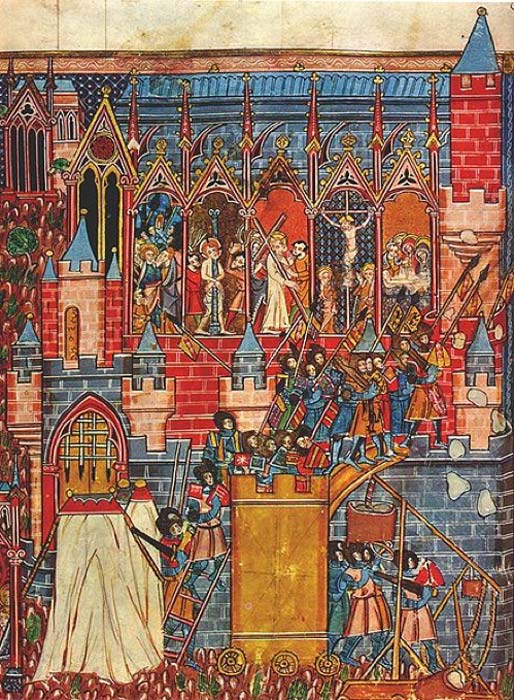 The Siege of Jerusalem as depicted in a medieval, possibly 14th century, manuscript. (Public Domain)