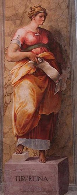 The Tiburtine Sibyl with a document. (c. 1540) Church of Santissima Trinità dei Monti, Rome, Italy.