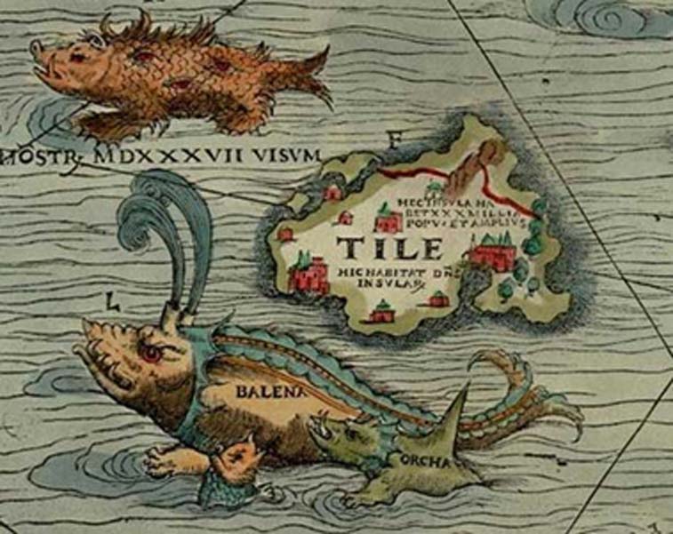 The mythical island of Thule on the Carta Marina. Olaus Magnus (Public Domain)