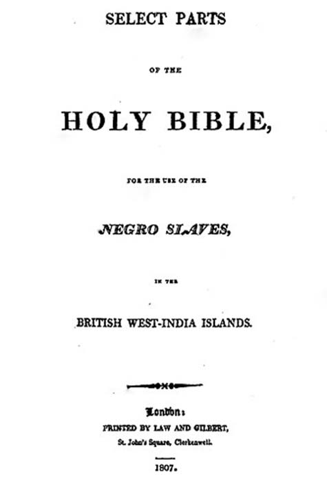 The title page of the Slave Bible. Passages such as the Book of Exodus are removed. (Blythwood / Public Domain)