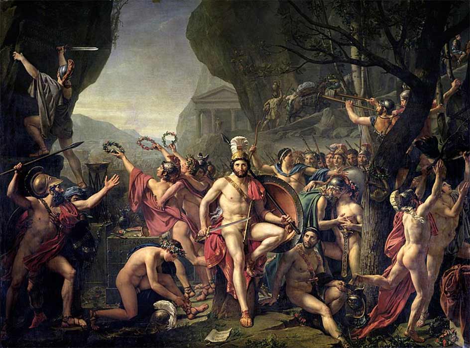 Leonidas at Thermopylae, by Jacques-Louis David (1814). (Public Domain)