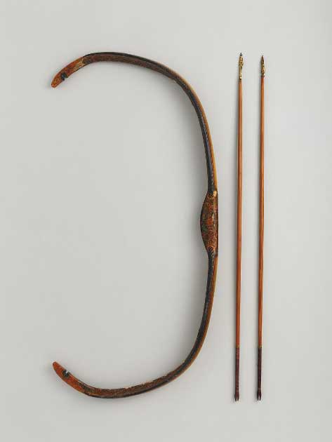 Though this is not an ancient                  Egyptian composite bow it is identical to what King                  Tutankhamen's military wielded and a huge improvement in                  range over the earlier simple hunting bows. The bow                  depicted here is Turkish, from 1719–20 AD, and made from                  horn, wood, pigment, sinew, lacquer, gold, silver,                  ivory, iron, feather, silk. (TheMet / Public domain)