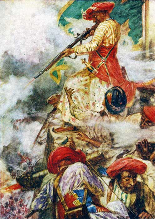 Tipu Sultan firing at his adversaries during the siege of Seringapatam, 1791. (Public Domain)