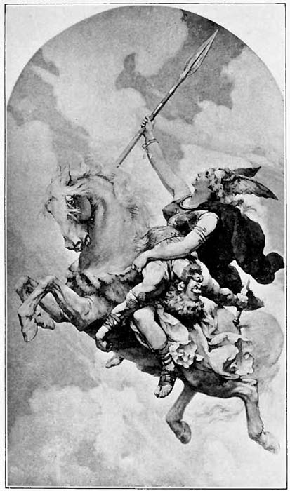 A Valkyrie bearing a Hero to Valhalla. White supremacists and Odinists say that only white people can enter Valhalla. 