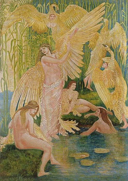 The Swan Maidens, Walter Crane. There are two popular folklore tales of Valkyries as Swan Maidens.