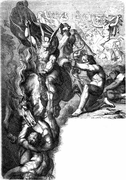 "The Æsir Against the Vanir" (1882) by Karl Ehrenberg. (Public Domain)