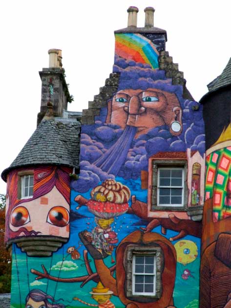 Vistors to Kelburn Castle in Scotland spend hours admiring the graffiti, as well as appreciating the extensive castle grounds (StudioMWM / CC BY NC 2.0)