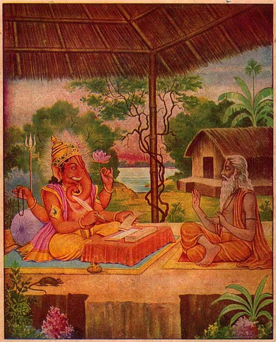 Vyasa and Ganesha writing the Mahabharata. (Public Domain)