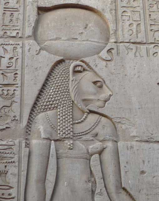 Wall relief of Sekhmet, Kom Ombo Temple, Egypt