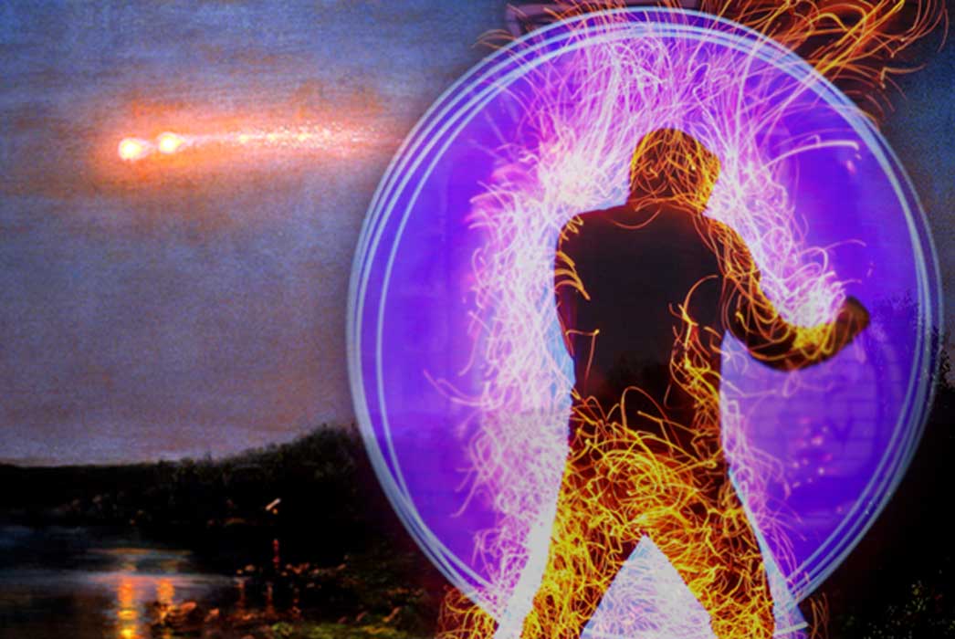 Deriv; Painting of a meteor, 1860 and an illuminated man 