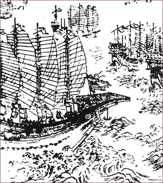 Woodblock print representing Zheng He’s ships. (Public Domain )