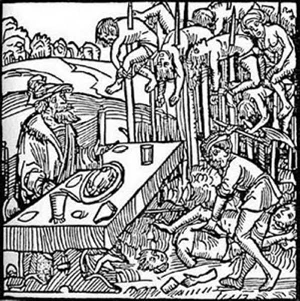 Woodcut from the title page of a 1499 pamphlet published by Markus Ayrer in Nuremberg. It depicts Vlad III 