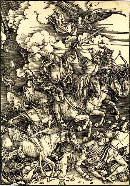 Woodcut by Albrecht Dürer of the Four Horsemen of the Apocalypse. (Public domain)