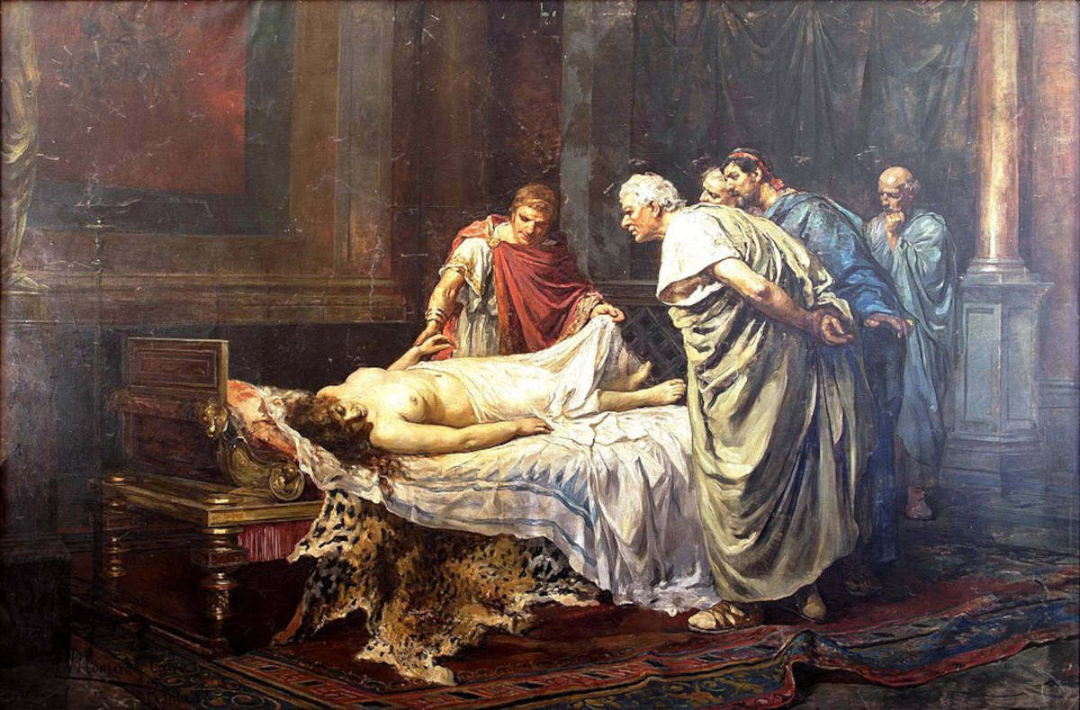 Nero before the corpse of his mother, Agrippina the Younger, by Arturo Montero y Calvo, 1887.
