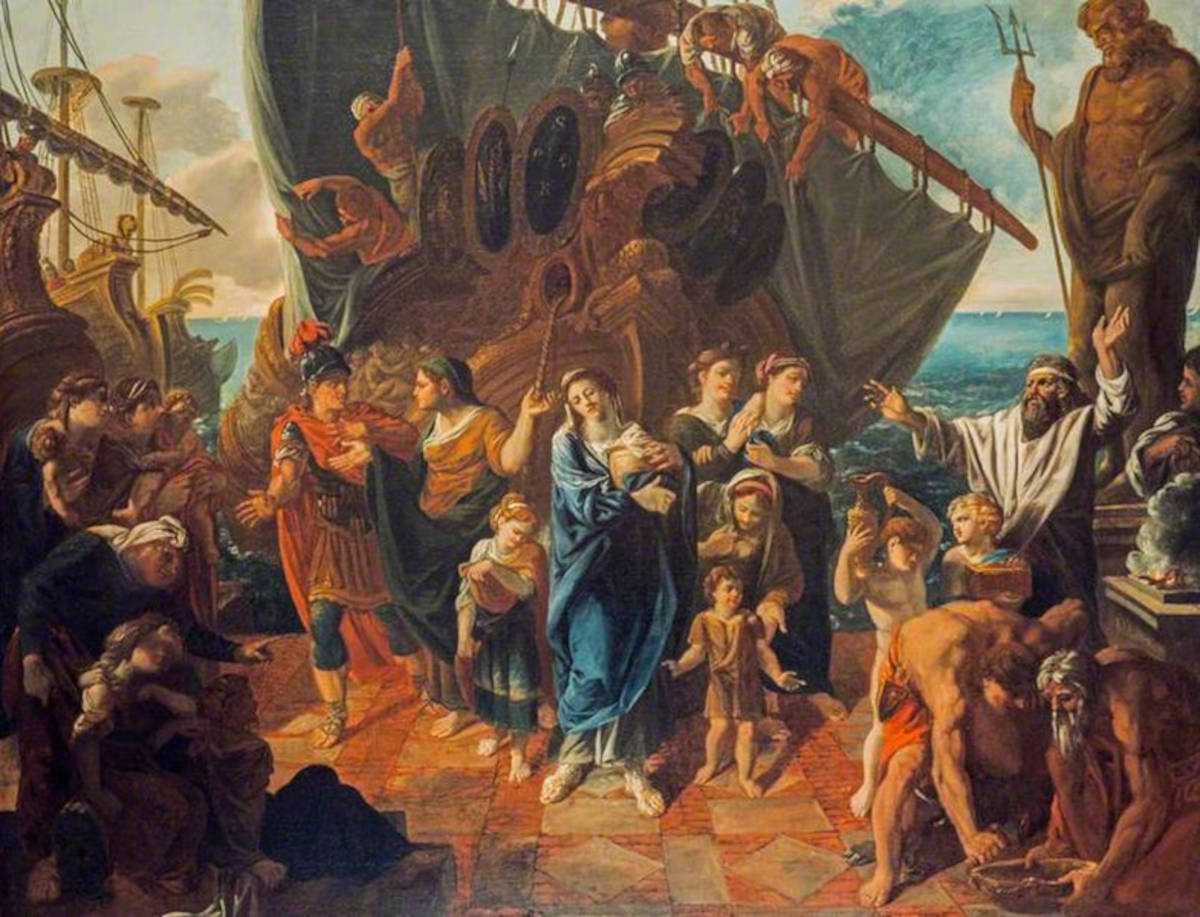 Agrippina Landing at Brundisium with the Ashes of Germanicus, painting by Alexander Runciman, 1781. 