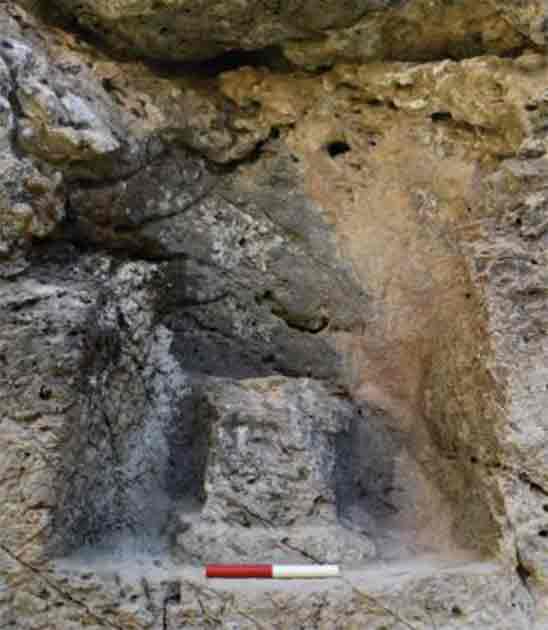 What appears to be an altar carved into the rock near the waterfall believed to be associated with Anahita ( Rabana-Merquly Archaeological Project / University of Heidelberg)