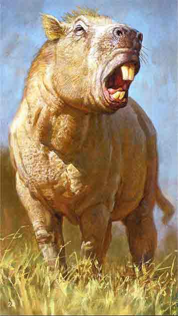 Artist’s impression of Josephoartigasia monesi, which lived in South America about two to four million years ago and is the largest fossilized rodent ever found. (James Gurney / University of York)