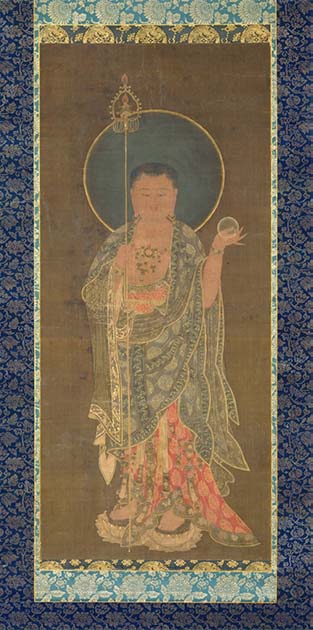 14th century Goryeo painting of Ksitigarbha holding a cintamani. (Public domain)