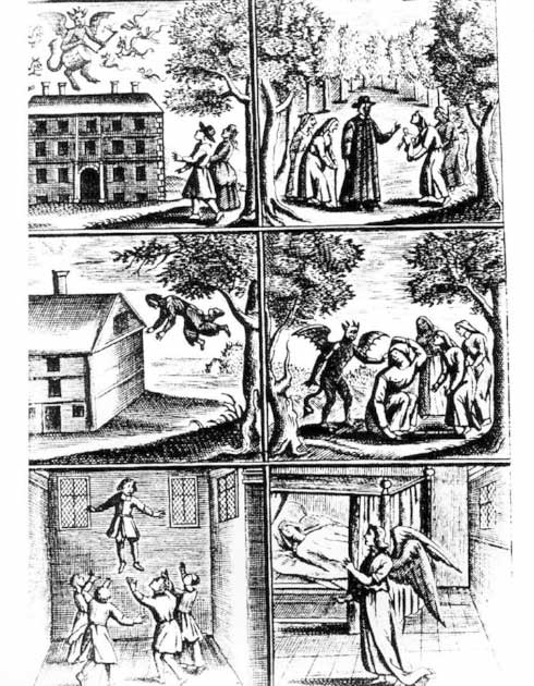 Ilustraciones del siglo XVII que muestran la leyenda del Demonio de Tedworth (dominio público)