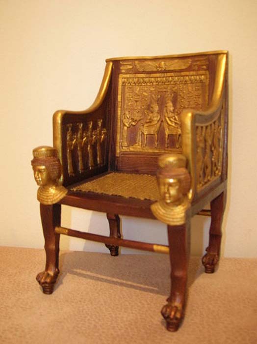 Replica of the chair of Princess Sitamun (18th dynasty of Ancient Egypt), an artifact from the Tomb of Yuya and Tuya.