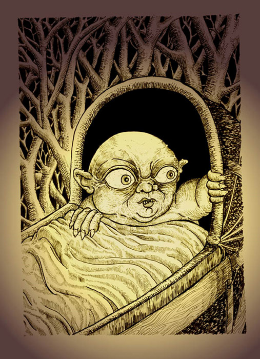 19th-century image of a faerie changeling baby.
