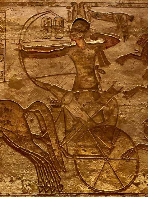 Egyptian war chariots were also adapted from Hyksos designs, but the Egyptian improvements were significant. This stone panel was found at the Great Temple of Ramses II in Abu Simbel, south Egypt. (Warren LeMay / CC0)