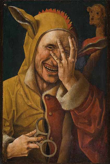 Representación del siglo XV de un tonto que se ríe, posiblemente de Jacob Cornelisz van Oostsanen. (Dominio publico)