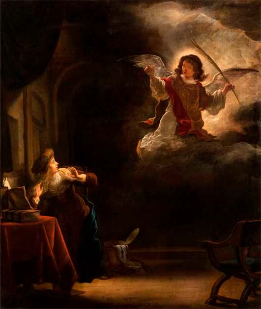 A depiction of the Annunciation to Mary by Salomon Koninck, 1655. (Hallwyl Museum, Public Domain)