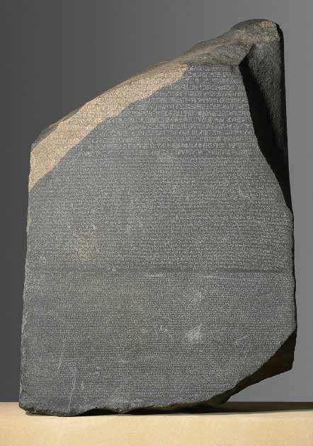 One of the most significant discoveries in history, the Rosetta Stone allowed researchers to decipher ancient Egyptian hieroglyphs. (British Museum / CC BY NC SA 4.0 )