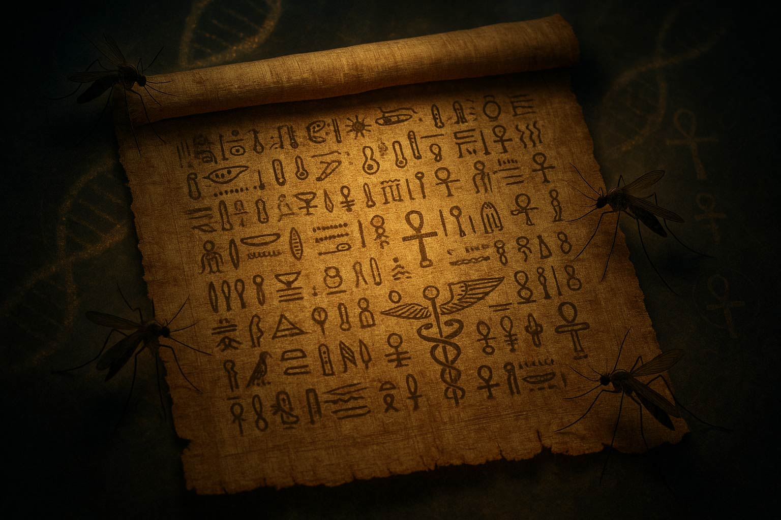 An ancient Egyptian papyrus scroll 