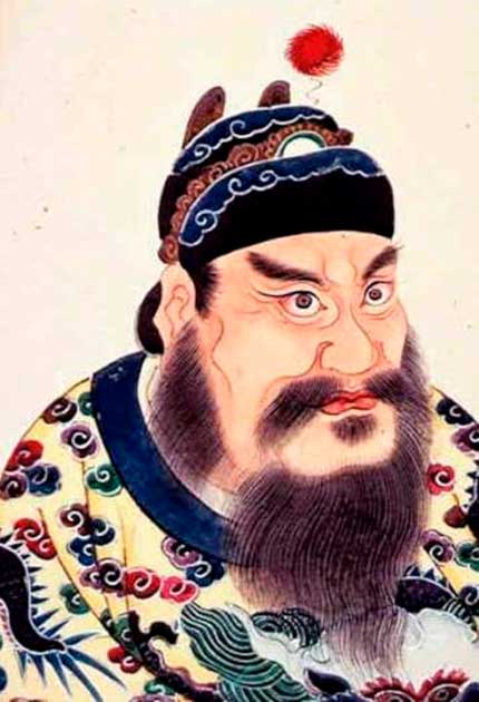 Retrato de Qin Shi Huang, primer emperador de la dinastía Qin, de un álbum de retratos de emperadores chinos del siglo XVIII. (Dominio publico)