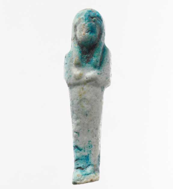 Un Ushabti de loza de alrededor de 1090 a 900 a.  Según el MET, "Ushabtis fueron enterrados en grandes cantidades en tumbas egipcias que se creía que aseguraban la resurrección del cuerpo con el que fueron colocados".  (Dominio publico)