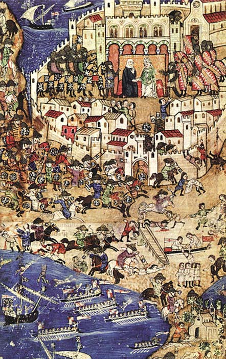 The fall of Tripoli to the Mamluks, April 1289. This was a battle towards the end of the Crusades.