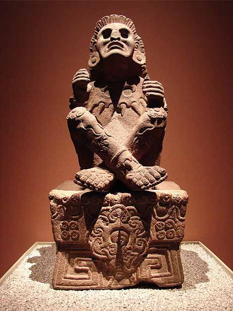 Statue of Xochipilli, Aztec god of art and patron of homosexuals and homosexual prostitutes in Mesoamerican sexuality art work. (National Museum of Anthropology/CC BY-SA 2.0)