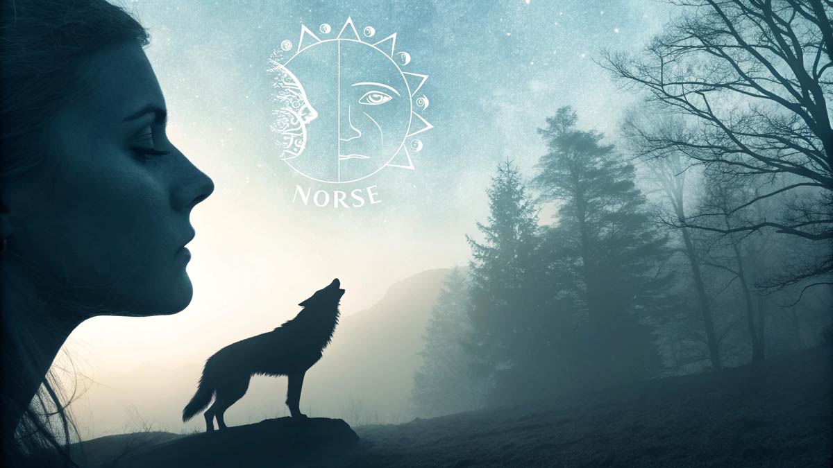 Visualization of the Jungian Shadow concept - the civilized ego alongside its repressed wolf nature, with Norse runes bridging conscious and unconscious realms. (GPT)