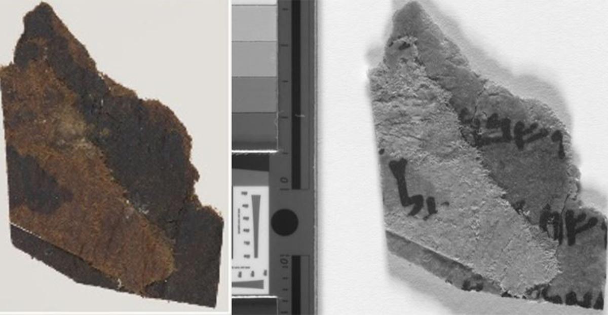 The Dead Sea Scroll fragments, which originally were believed to be blank, but now new research has revealed ancient writing.           Source: University of Manchester
