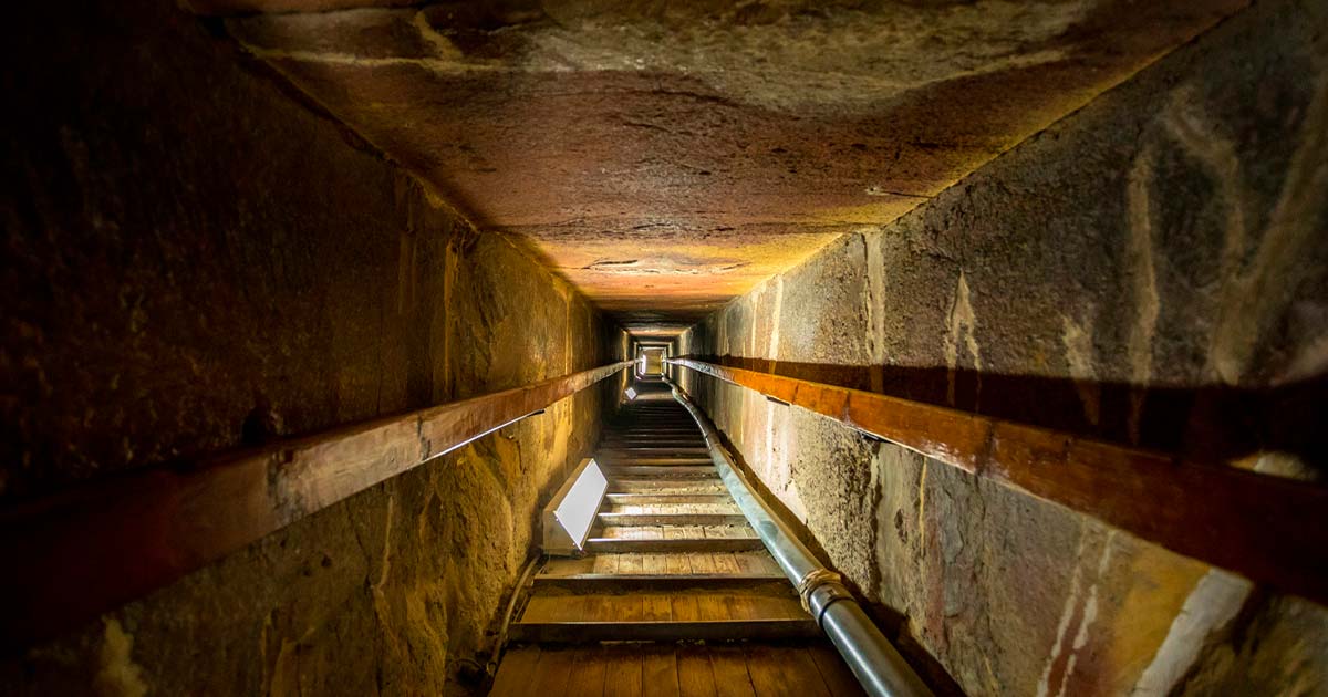 Stairway inside the Great Pyramid, Egypt. Source: witthaya / Adobe Stock.