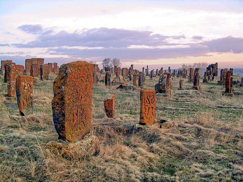 Khachkars of Noratus, old cemetery. The oldest khachkars (Armenian cross-stones) are of 9-10th centuries, but the most of them are from 13-17th centuries. 