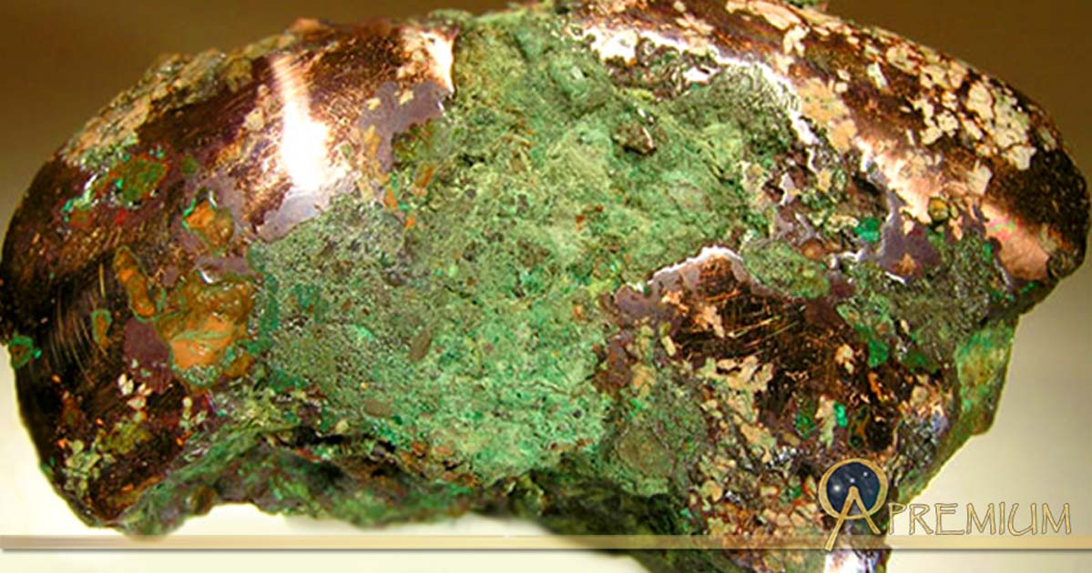 Native copper nugget from glacial drift, Ontonagon County, Michigan. An example of the raw material worked by the people of the Old Copper Complex.