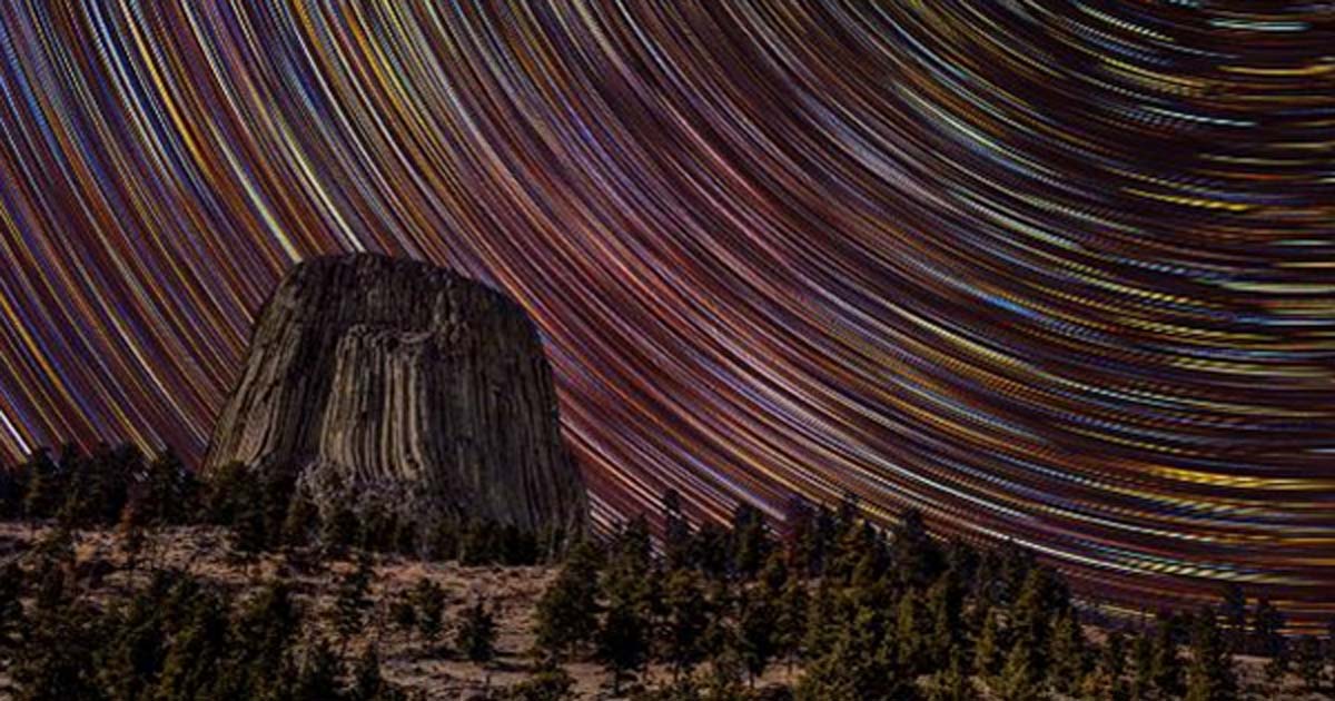 Devils Tower Star Trails. S
